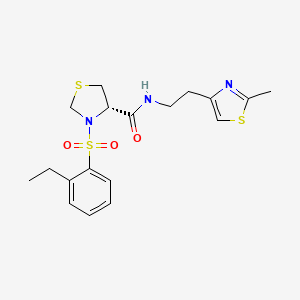 (4S)-3-(2-ethylphenyl)sulfonyl-N-[2-(2-methyl-1,3-thiazol-4-yl)ethyl]-1,3-thiazolidine-4-carboxamide