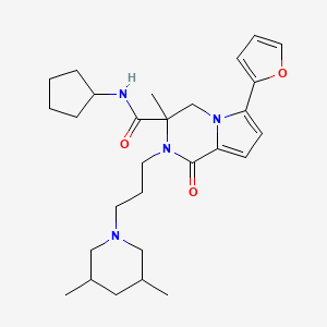 N-cyclopentyl-2-[3-(3,5-dimethylpiperidin-1-yl)propyl]-6-(2-furyl)-3-methyl-1-oxo-1,2,3,4-tetrahydropyrrolo[1,2-a]pyrazine-3-carboxamide