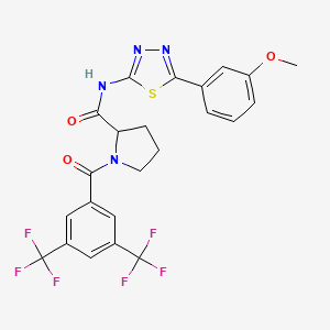 molecular formula C23H18F6N4O3S B1651040 1-[3,5-bis(trifluoromethyl)benzoyl]-N~2~-[5-(3-methoxyphenyl)-1,3,4-thiadiazol-2-yl]-2-pyrrolidinecarboxamide CAS No. 1219184-53-8
