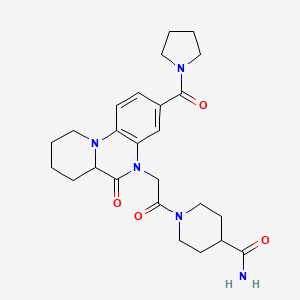 1-{[6-oxo-3-(pyrrolidin-1-ylcarbonyl)-6,6a,7,8,9,10-hexahydro-5H-pyrido[1,2-a]quinoxalin-5-yl]acetyl}piperidine-4-carboxamide