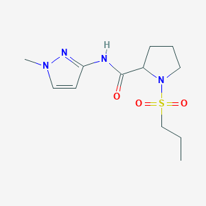 molecular formula C12H20N4O3S B1651052 N-(1-methyl-1H-pyrazol-3-yl)-1-(propane-1-sulfonyl)pyrrolidine-2-carboxamide CAS No. 1219403-82-3