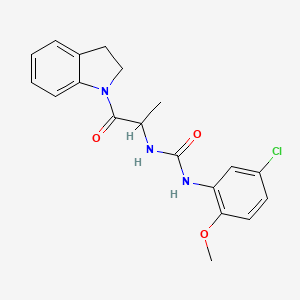 molecular formula C19H20ClN3O3 B1651056 1-(5-Chloro-2-methoxyphenyl)-3-[1-(2,3-dihydroindol-1-yl)-1-oxopropan-2-yl]urea CAS No. 1219412-90-4