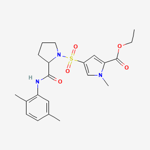 molecular formula C21H27N3O5S B1651058 Ethyl 4-[2-[(2,5-dimethylphenyl)carbamoyl]pyrrolidin-1-yl]sulfonyl-1-methylpyrrole-2-carboxylate CAS No. 1219420-47-9