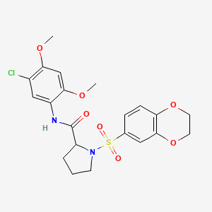 molecular formula C21H23ClN2O7S B1651062 N-(5-chloro-2,4-dimethoxyphenyl)-1-(2,3-dihydro-1,4-benzodioxine-6-sulfonyl)pyrrolidine-2-carboxamide CAS No. 1219430-62-2