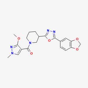 molecular formula C20H21N5O5 B1651065 (3-(5-(苯并[d][1,3]二氧杂-5-基)-1,3,4-恶二唑-2-基)哌啶-1-基)(3-甲氧基-1-甲基-1H-吡唑-4-基)甲苯酮 CAS No. 1219905-67-5