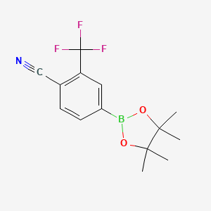 molecular formula C14H15BF3NO2 B1651066 4-(4,4,5,5-Tetramethyl-1,3,2-dioxaborolan-2-yl)-2-(trifluoromethyl)benzonitrile CAS No. 1220219-16-8