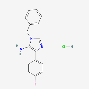 molecular formula C16H15ClFN3 B1651068 1-benzyl-4-(4-fluorophenyl)-1H-imidazol-5-amine hydrochloride CAS No. 1221723-33-6