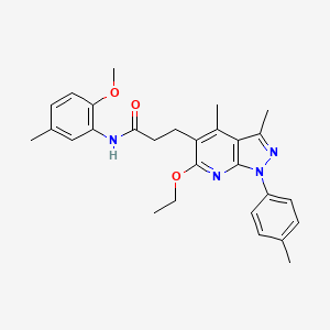 3-[7-ethyl-3,4-dimethyl-1-(4-methylphenyl)-6-oxo-6,7-dihydro-1H-pyrazolo[3,4-b]pyridin-5-yl]-N-(2-methoxy-5-methylphenyl)propanamide