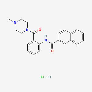 molecular formula C23H24ClN3O2 B1651082 N-(2-(4-methylpiperazine-1-carbonyl)phenyl)-2-naphthamide hydrochloride CAS No. 1224164-75-3