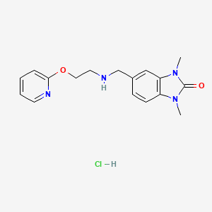 molecular formula C17H21ClN4O2 B1651083 1,3-dimethyl-5-({[2-(pyridin-2-yloxy)ethyl]amino}methyl)-1,3-dihydro-2H-benzimidazol-2-one hydrochloride CAS No. 1224169-48-5