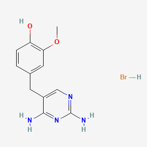 molecular formula C12H15BrN4O2 B1651085 Phenol, 4-((2,4-diamino-5-pyrimidinyl)methyl)-2-methoxy-, monohydrobromide CAS No. 122439-97-8