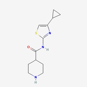 molecular formula C12H17N3OS B1651088 N-(4-cyclopropyl-1,3-thiazol-2-yl)piperidine-4-carboxamide CAS No. 1225227-39-3