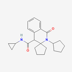 molecular formula C22H28N2O2 B1651123 2'-cyclopentyl-N-cyclopropyl-1'-oxo-1',4'-dihydro-2'H-spiro[cyclopentane-1,3'-isoquinoline]-4'-carboxamide CAS No. 1232691-24-5