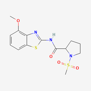 molecular formula C14H17N3O4S2 B1651155 N-(4-methoxybenzo[d]thiazol-2-yl)-1-(methylsulfonyl)pyrrolidine-2-carboxamide CAS No. 1236266-47-9