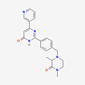 molecular formula C22H23N5O2 B1651156 2-{4-[(2,4-dimethyl-3-oxopiperazin-1-yl)methyl]phenyl}-6-pyridin-3-ylpyrimidin-4(3H)-one CAS No. 1236266-63-9