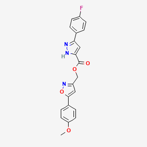 molecular formula C21H16FN3O4 B1651168 (5-(4-methoxyphenyl)isoxazol-3-yl)methyl 3-(4-fluorophenyl)-1H-pyrazole-5-carboxylate CAS No. 1239513-65-5