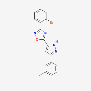 molecular formula C19H15BrN4O B1651170 3-(2-bromophenyl)-5-[3-(3,4-dimethylphenyl)-1H-pyrazol-5-yl]-1,2,4-oxadiazole CAS No. 1239714-34-1