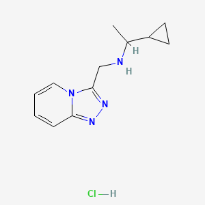 molecular formula C12H17ClN4 B1651178 (1-Cyclopropylethyl)({[1,2,4]triazolo[4,3-a]pyridin-3-ylmethyl})amine hydrochloride CAS No. 1240527-26-7