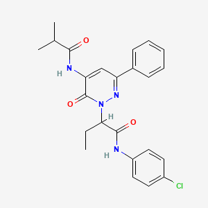 molecular formula C24H25ClN4O3 B1651195 N-(4-chlorophenyl)-2-[5-(isobutyrylamino)-6-oxo-3-phenylpyridazin-1(6H)-yl]butanamide CAS No. 1242873-85-3