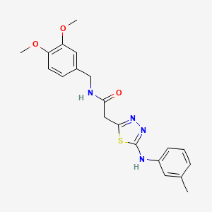 N-[(3,4-dimethoxyphenyl)methyl]-2-[5-(3-methylanilino)-1,3,4-thiadiazol-2-yl]acetamide