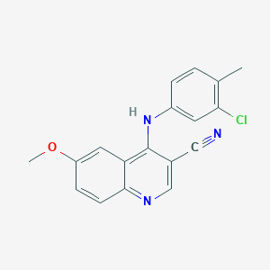molecular formula C18H14ClN3O B1651200 4-[(3-Chloro-4-methylphenyl)amino]-6-methoxyquinoline-3-carbonitrile CAS No. 1242889-08-2