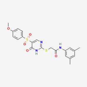molecular formula C21H21N3O5S2 B1651202 N-(3,5-dimethylphenyl)-2-({5-[(4-methoxyphenyl)sulfonyl]-6-oxo-1,6-dihydropyrimidin-2-yl}thio)acetamide CAS No. 1242901-42-3