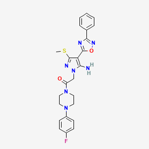 molecular formula C24H24FN7O2S B1651206 1-{2-[4-(4-fluorophenyl)piperazin-1-yl]-2-oxoethyl}-3-(methylthio)-4-(3-phenyl-1,2,4-oxadiazol-5-yl)-1H-pyrazol-5-amine CAS No. 1242967-53-8