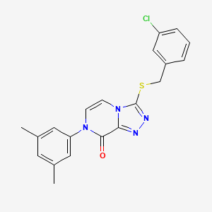 molecular formula C20H17ClN4OS B1651210 3-[(3-chlorobenzyl)thio]-7-(3,5-dimethylphenyl)[1,2,4]triazolo[4,3-a]pyrazin-8(7H)-one CAS No. 1242997-32-5