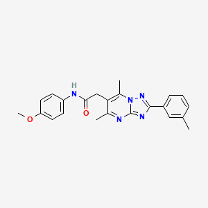 molecular formula C23H23N5O2 B1651211 2-[5,7-dimethyl-2-(3-methylphenyl)[1,2,4]triazolo[1,5-a]pyrimidin-6-yl]-N-(4-methoxyphenyl)acetamide CAS No. 1243023-72-4