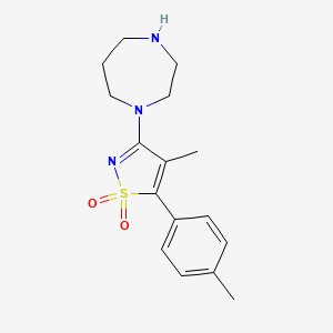 molecular formula C16H21N3O2S B1651222 1H-1,4-diazepine, hexahydro-1-[4-methyl-5-(4-methylphenyl)-1,1-dioxido-3-isothiazolyl]-, hydrochloride CAS No. 1244855-46-6