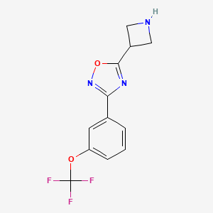 molecular formula C12H10F3N3O2 B1651243 5-(Azetidin-3-yl)-3-(3-(trifluoromethoxy)phenyl)-1,2,4-oxadiazole CAS No. 1248907-79-0