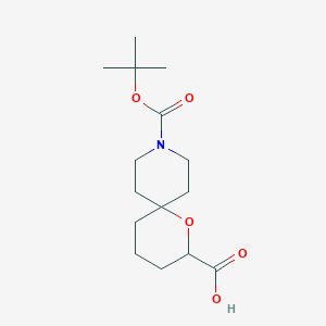 molecular formula C15H25NO5 B1651253 9-(tert-Butoxycarbonyl)-1-oxa-9-azaspiro[5.5]undecane-2-carboxylic acid CAS No. 1251007-93-8
