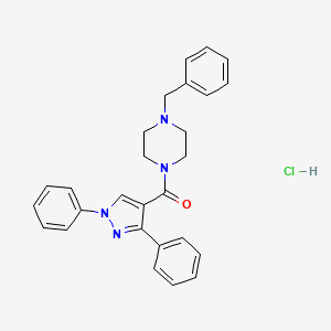 molecular formula C27H27ClN4O B1651256 1-((1,3-Diphenyl-1H-pyrazol-4-yl)carbonyl)-4-(phenylmethyl)piperazine monohydrochloride CAS No. 125103-41-5