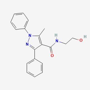 molecular formula C19H19N3O2 B1651257 1H-Pyrazole-4-carboxamide, 1,3-diphenyl-N-(2-hydroxyethyl)-5-methyl- CAS No. 125103-42-6