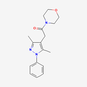 molecular formula C17H21N3O2 B1651258 Morpholine, 4-((3,5-dimethyl-1-phenyl-1H-pyrazol-4-yl)acetyl)- CAS No. 125103-54-0