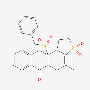 molecular formula C24H22O5S2 B1651275 11a-benzylsulfinyl-4-methyl-3,3-dioxo-2,5,5a,11b-tetrahydro-1H-naphtho[3,2-e][1]benzothiole-6,11-dione CAS No. 125220-08-8