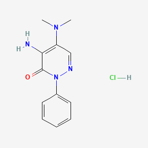 molecular formula C12H15ClN4O B1651280 4-Amino-5-(dimethylamino)-2-phenyl-3(2H)-pyridazinone hydrochloride CAS No. 125291-78-3