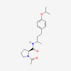 molecular formula C20H30N2O3 B1651287 (2S)-1-acetyl-N-{4-[4-(propan-2-yloxy)phenyl]butan-2-yl}pyrrolidine-2-carboxamide CAS No. 1253394-69-2