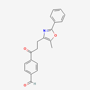 molecular formula C20H17NO3 B1651292 4-[3-(5-Methyl-2-phenyl-1,3-oxazol-4-yl)propanoyl]benzaldehyde CAS No. 125531-53-5