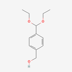 molecular formula C12H18O3 B1651311 Benzenemethanol, 4-(diethoxymethyl)- CAS No. 125734-44-3