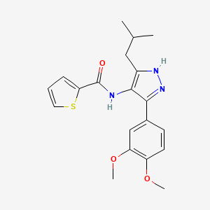 molecular formula C20H23N3O3S B1651315 N-[3-(3,4-dimethoxyphenyl)-5-(2-methylpropyl)-1H-pyrazol-4-yl]thiophene-2-carboxamide CAS No. 1257864-17-7