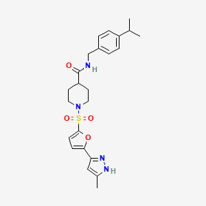 molecular formula C24H30N4O4S B1651317 N-(4-isopropylbenzyl)-1-{[5-(3-methyl-1H-pyrazol-5-yl)-2-furyl]sulfonyl}piperidine-4-carboxamide CAS No. 1257878-88-8