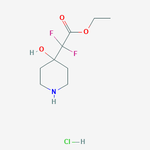 molecular formula C9H16ClF2NO3 B1651322 Ethyl 2,2-difluoro-2-(4-hydroxypiperidin-4-YL)acetate hydrochloride CAS No. 1258639-20-1