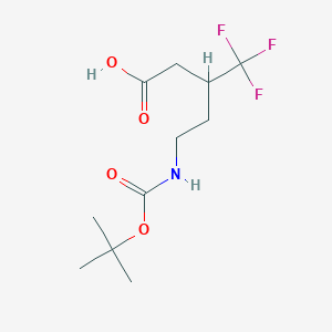 molecular formula C11H18F3NO4 B1651323 5-{[(Tert-butoxy)carbonyl]amino}-3-(trifluoromethyl)pentanoic acid CAS No. 1258640-67-3