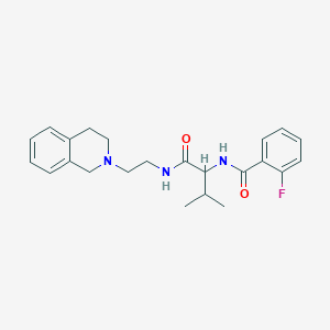 molecular formula C23H28FN3O2 B1651333 2-[(2-fluorophenyl)formamido]-3-methyl-N-[2-(1,2,3,4-tetrahydroisoquinolin-2-yl)ethyl]butanamide CAS No. 1259143-68-4