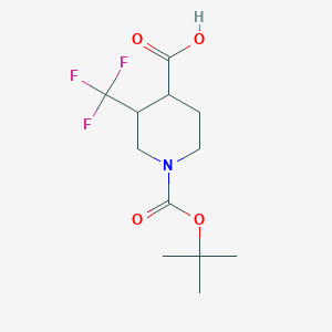 molecular formula C12H18F3NO4 B1651340 1-[(tert-Butoxy)carbonyl]-3-(trifluoromethyl)piperidine-4-carboxylic acid CAS No. 1260649-60-2