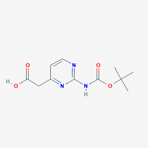 molecular formula C11H15N3O4 B1651362 2-[2-[(2-Methylpropan-2-yl)oxycarbonylamino]pyrimidin-4-yl]acetic acid CAS No. 1260756-94-2