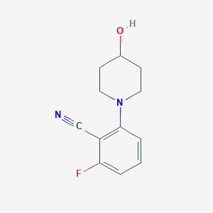 molecular formula C12H13FN2O B1651387 2-Fluoro-6-(4-hydroxypiperidin-1-yl)benzonitrile CAS No. 1260834-28-3