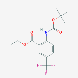 molecular formula C15H18F3NO4 B1651388 Ethyl 2-[(2-methylpropan-2-yl)oxycarbonylamino]-5-(trifluoromethyl)benzoate CAS No. 1260837-03-3