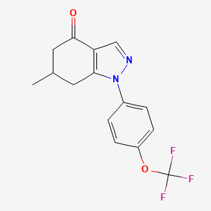 molecular formula C15H13F3N2O2 B1651406 6-methyl-1-[4-(trifluoromethoxy)phenyl]-6,7-dihydro-5H-indazol-4-one CAS No. 1260892-89-4